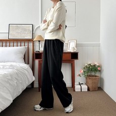 여성 와이드 슬랙스 하이웨스트 밴딩 편안 출근룩 바지