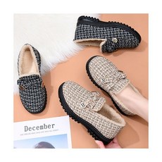 부드러운 양털 트위드 여성 방한화 털신 여성화 겨울 퍼 로퍼 단화 겨울운동화 캐주얼신발 따뜻한슈즈