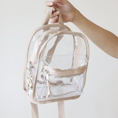 Gography 兒童透明背包 防水防潑水 輕便小書包 游泳沙灘必備, 奶茶色