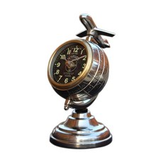 ECLATIS GREAT ARTIZAN 가정 사무실을 위한 제트 클럭. 장식용 제트기가 있는 엠보싱 유럽풍 고품격 실버 침대 옆 책상/테이블 시계. 269783, GREAT ARTIZAN 가정, 사무실을 위한 제트 클