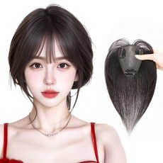 오비안 내추럴 풍성 볼륨 정수리 부분 가발, 1개, 앞머리O - 다크브라운