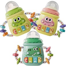 MDC 젖병딸랑이 장난감 악어/개구리 (선택) 멜로디 딸랑이 장난감, 1개, 악어 그린