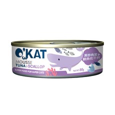 O’KAT 美喵人生貓罐頭綿綿慕斯/肉泥主食罐 多種口味選擇 滿足貓咪每日營養需求, 24個, 【美妙肉泥】鮪魚佐干貝80g, 1ml, 混合口味