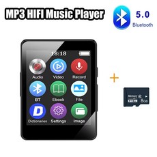 128G MP3 플레이어 블루투스 5.4 HiFi 음악 내장 스피커 전자 책/비디오 녹화 기능이있는 2.4 인치 터치 스크린 MP4, BT5.0 Add 8G card-