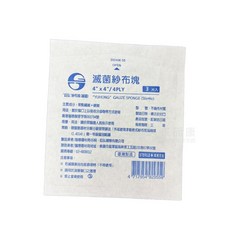 鈺弘 滅菌不織布紗布塊 4X4, 100個, 3片