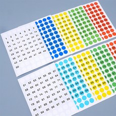 ARC 컬러 원형 숫자 스티커 빈티지다꾸, 51~100 레드