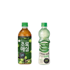 웅진 초록매실 제로 + 자연은 알로에 제로 각, 1개, 500ml