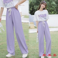 【M-5XL大尺碼】休閒運動套裝女 夏季寬鬆T恤長褲套裝 鬆緊收腰顯瘦闊腿褲兩件套