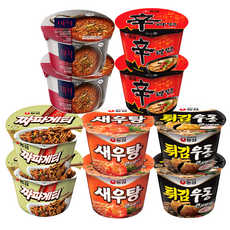 미식 장인라면 얼큰한맛 큰컵2개+신라면 큰컵2개+새우탕 큰컵2개+튀김우동 큰컵2개+짜파게티 큰컵2개, 1개
