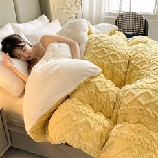 SKANDSALO 겨울 이불 두꺼운 따뜻한 이불 양고기 벨벳 이불 매트리스 우유 벨벳 코어, 레몬 옐로우, 1.5*2 미터 2kg