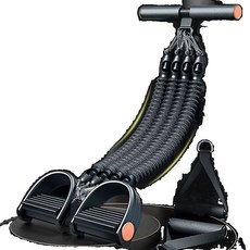 腳蹬拉力器 彈力繩 健身器材 健腹器 多功能拉力器 腳蹬拉力繩 捲腹器 健腹拉力器 仰臥起坐, 1個, 四管拉力器黑色, 黑色