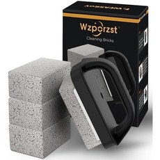 손잡이가 Wzporzst 헤비 듀티 그리들 청소용 벽돌 - 블랙스톤 플랫 탑 그릴 상업용 등급 부석 이지 그립 앤 랩4팩과 호환됩니다, 4 Pack with handle