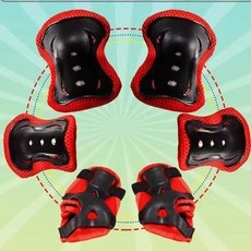 兒童運動護具六件組 護膝護肘護腕 適用滑板與直排輪運動, 兒童加厚6件護具組紅色, 1個