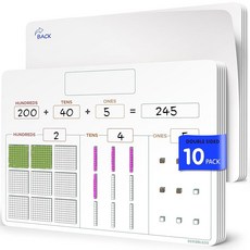 SCRIBBLEDO Base Ten Blocks 22.9 x 30.5cm(9 12인치) 소형 화이트 보드 드라이 지우개 시트 수학 교구 자릿값 숫자 블록 용품 교사 학생 교실, SCRIBBLEDO Base Ten Blocks 22.