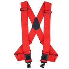KUNN Men's Side Clip Suspenders 2 inch Heavy Duty Hook End Belt Adjustable Suspender Red
