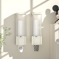 DFMEI 一次性杯子架水杯收納盒神器自動取杯器免打孔壁掛式防塵紙杯架, 1個, 9.7*9.3*29:如圖