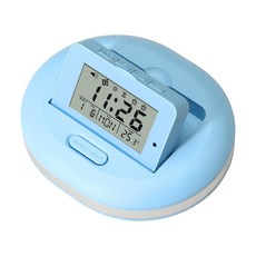可愛震動鬧鐘學生宿舍靜音計時器學習法寶創意電子鐘貪睡時鐘夜光, YC-9118-藍色:一個