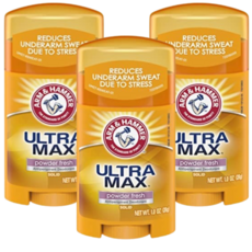 Arm & Hammer UltraMax 고형 땀 억제 데오드란트 남성용 파우더 프레시 28g (1oz) 3 SET, 1개