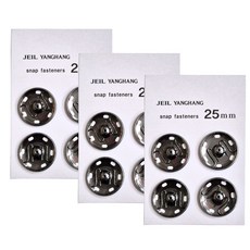 국산 스냅단추 큰단추 금속 빅사이즈 똑딱이단추 4개입, 흑니켈 25mm, 3세트