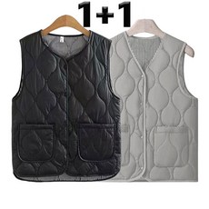 1+1 여성 가을겨울 따뜻한 패딩조끼 보온면패딩조끼 빅사이즈 웰론 다운조끼 숏패딩자켓 어머니 선물