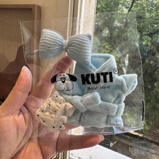 팝마트 라부부 마카롱 하이라이트 인형옷 헤어밴드 리본 샤워 가운 세트 인형의상, 세트 전용 개별 오프 패키징, 블랙닷 헤어밴드+리본+샤워 가운 세트