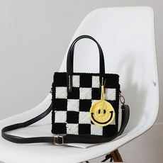 [영상제공] 샤샤벨 네트 공예 체크 가방 만들기 diy 재료 세트, 블랙, 1개