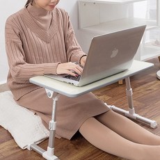 접이식 높이조절 간이 사각 좌식책상 침대 노트북 독서대 베드트레이 이동식 공부 책상, 아이보리