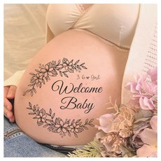 임신 사진 스티커 플라워 소녀 남자 아이 리스 임산부 페인팅 타투 스티커 아기 마타니티 포토 스티커 마타니티 포토 스티커 마타니티 포토 베리 페인트 타투 라인아트 심플하고 귀