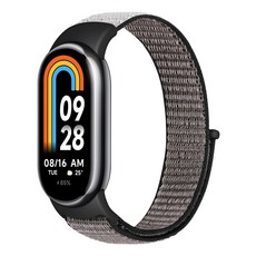싱글 루프 나일론 모션 스트랩 호환 Xiaomi Mi Band 8/9/10 남녀 공용 조절식 탄성 스트랩, 회색, 1개