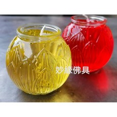 妙緣 5號蓮花果凍蠟燭 宗教祈福祭祀 居家裝飾 玻璃安全外殼 便利超取, 1件, 450ml, 紅色
