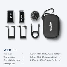 Godox WEC KIT1 2.4G 미니 무선 라펠 마이크 충전 케이스 포함 스마트폰 카메라 팟캐스트 인터뷰 유튜브, 01 WEC Kit1, 1
