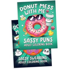 RYVE 여성용 성인용 컬러링 북 - 셀프 케어 릴랙싱 암 케어 여성용 화학 치료 패키지 선물 맹세 단어 컬러링 북 웃기고 스트레스 해소 및 치유 그녀를 위한 유머, Donut Bundle - Sassy Puns
