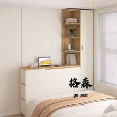 格森 簡約臥室床尾衣櫃夾縫櫃，多功能收納儲物，床頭書架小戶型書桌一體設計，充分利用臥室空間。, 款式11:1200*550*2400(抽,上門安裝, 1個