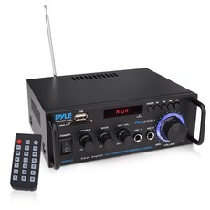Pyle 200W Stereo Power Amplifier with Bluetooth - Dual-Channel Audio Receiver LED Display RCA USB, Pyle 200W Stereo Power Amplifi