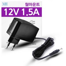 DC 12V 1.5A 어댑터 월마운트타입 벽걸이형 SMPS 정전압 전원 12V1.5A, ANY12150A-1 (5.5x2.1~2.5mm), 1개