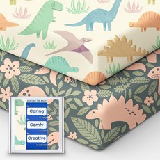 TotBasic 팩 앤 플레이 시트 장착 버터처럼 부드러운 휴대용 아기 침대 시트 Graco Pack n Play 플레이야드 아기 침대 및 기타 68.6 x 99.4cm(2, 백악질 + 버섯 공룡