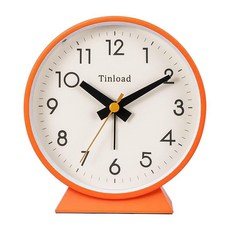 ECLATIS Tinload 11.4cm4.5인치 앤티크 레트로 아날로그 알람 시계 수동 조명이 있는 소형 무소음 책상 스누즈 거실 침실 침대 옆 책상용그린 30082, 주황색