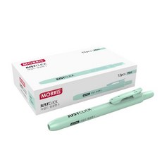 모리스 저스트클릭 마일드 형광펜 S, 민트, 12개