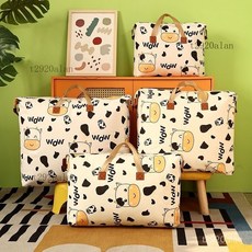 棉被收納袋 衣物收納袋 被子收納袋 大容量防水防潮裝 衣服棉被子整理袋 拉鏈式旅行搬家打包袋 防塵, 1個, （千鳥格）布手提,1個小號--35*45