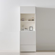 스칸디무드 커스트 광파오븐 렌지대 밥솥 전자렌지 수납장 600 도어형 상부장세트, 5단, 화이트