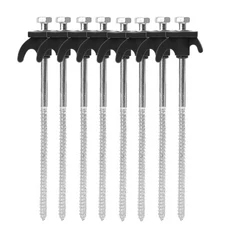 20CM 탄소강 텐트 펙 스파이크 훅 캠핑 텐트 못 나선형 캐노피 말뚝 야외용 10/2개 나사 앵커 텐트 말뚝, 04 Black - 8pcs
