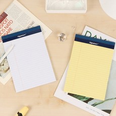 메모패드 50매 1세트) 노랑 시그니처 노트패드 (5개 패드 A5, 1개