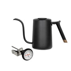커피포트 커피 주전자 우유 Store TIMEMORE 700mlFishPure 홈 차 사무실 포트 여행 SwanNeckFineMouth, Thermometer B, 1개