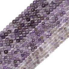 THRELE 천연 그린 스피넬 비즈 2mm 180피스 작은 원형 면 루즈 원석 DIY 주얼리 제작 수제 팔찌 및 목걸이 공예용 사이즈 카드 포함, 자수정