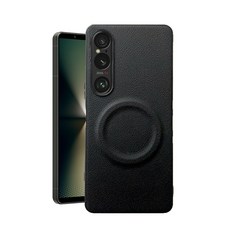 皮革紋磁吸手機保護殼 適用 SONY 10 III/IV/V/VI/VII 1 III/IV/V/VI/VII, 黑色, 1個