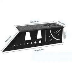 프리미엄 알루미늄 합금 목공 사각 눈금자 - 3D 마이터 각도 측정 템플릿 도구 45/90도 목수 레이아웃 게이, 01 China Mainland