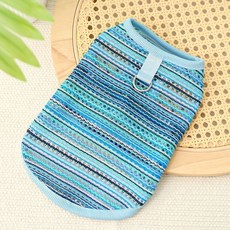 寵物透氣鏤空編織背心 春夏季薄款狗狗貓咪衣服, 1個, 467藍鏤空背心,L(胸圍45cm 7-10斤)