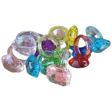 玩具先生 壓克力水晶兒童戒指吊飾組 - 家家酒結婚扮演求婚水晶寶物, 隨機戒指一個不挑款