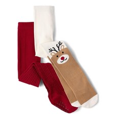 Gymboree 여아용 및 유아용 타이츠 2팩 순록/버건디 2팩 165840