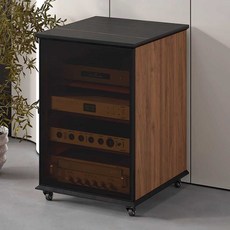 오디오 장식장 앰프 진열장 캐비닛 콘솔 선반 오디오장 브래킷 우드 블랙 반투명유리, 상세페이지 참고, 월넛 16U 원목 보드